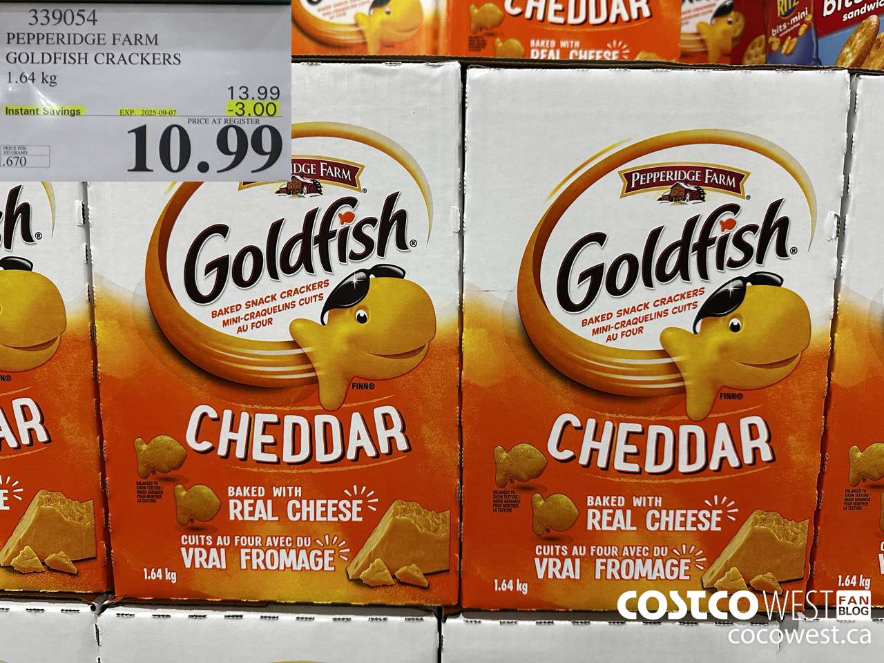 339054 PEPPERIDGE FARM GOLDFISH CRACKERS 1.64 kg ($3.00 INSTANT SAVINGS EXPIRES ON 2025-09-07) $10.99