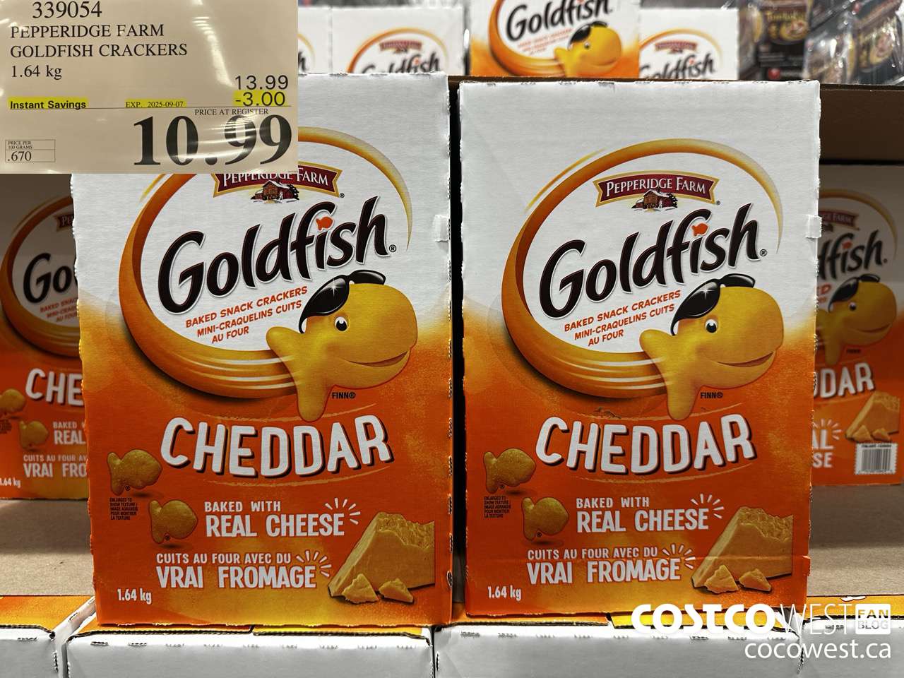 339054 PEPPERIDGE FARM GOLDFISH CRACKERS 1.64 kg ($3.00 INSTANT SAVINGS EXPIRES ON 2025-09-07) $10.99