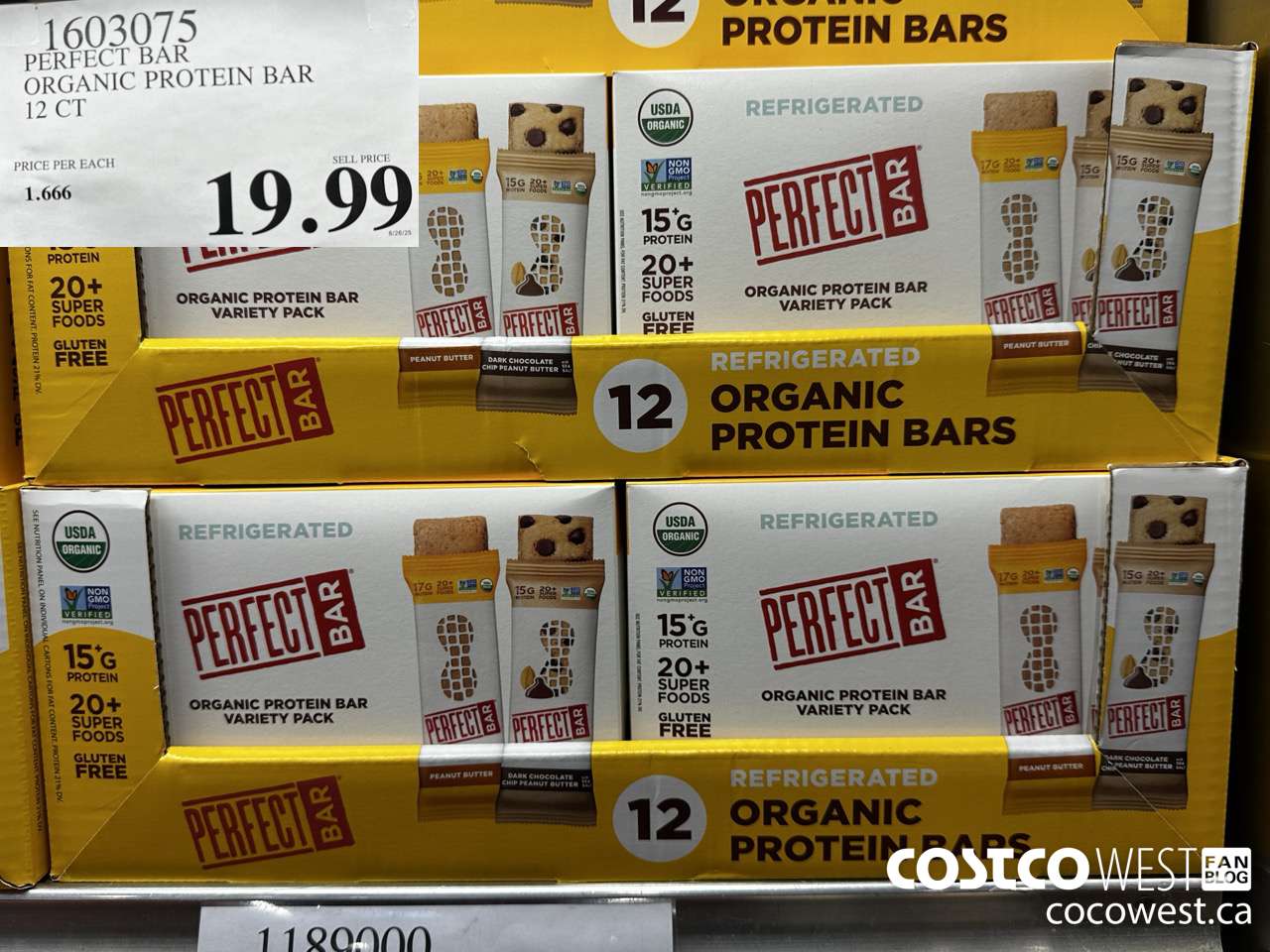 1603075 PERFECT BAR ORGANIC PROTEIN BAR 12 CT $19.99