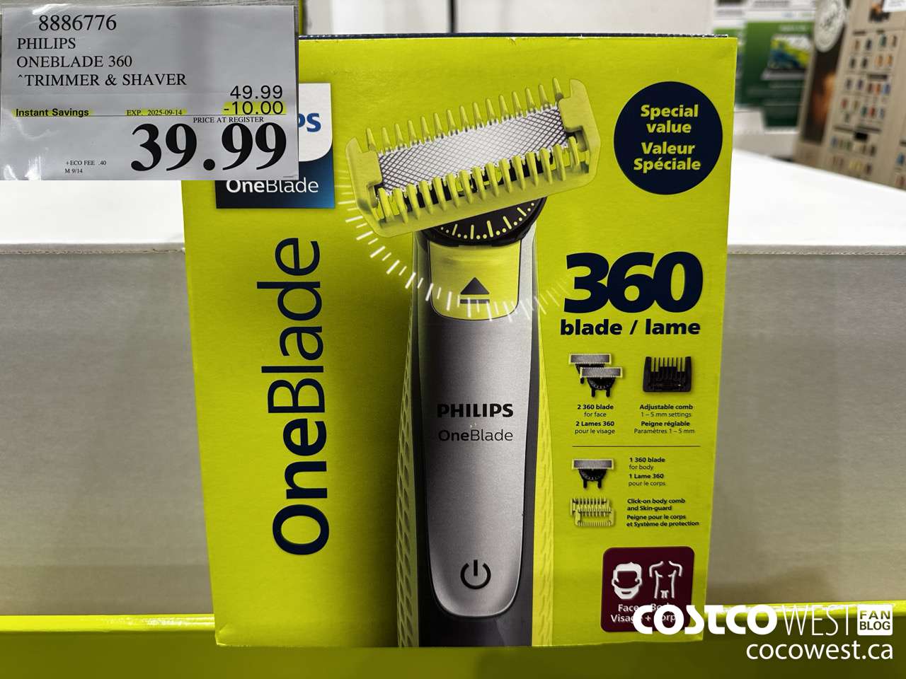 8886776 PHILIPS ONEBLADE 360 TRIMMER & SHAVER ($10.00 INSTANT SAVINGS EXPIRES ON 2025-09-14) $39.99
