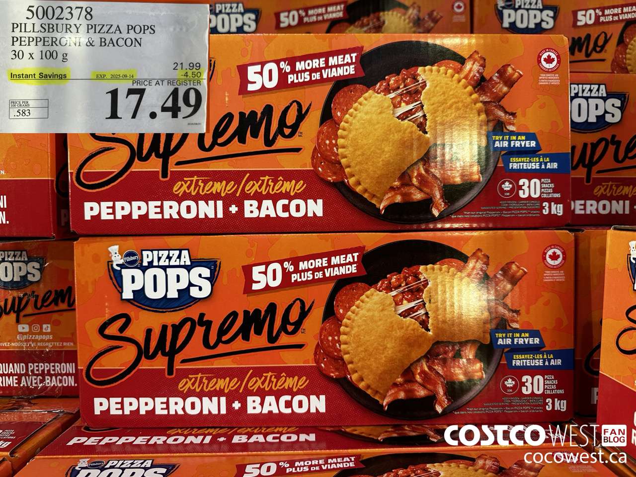 5002378 PILLSBURY PIZZA POPS PEPPERONI & BACON 30 x 100 g ($4.50 INSTANT SAVINGS EXPIRES ON 2025-09-14) $17.49
