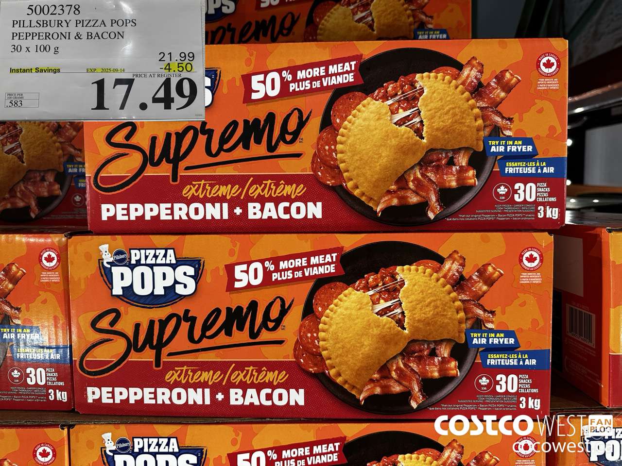 5002378 PILLSBURY PIZZA POPS PEPPERONI & BACON 30 x 100 g ($4.50 INSTANT SAVINGS EXPIRES ON 2025-09-14) $17.49
