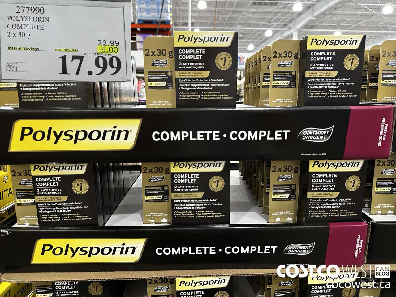 277990 POLYSPORIN COMPLETE 2 X 30 G ($5.00 INSTANT SAVINGS EXPIRES ON 2025-09-14) $17.99