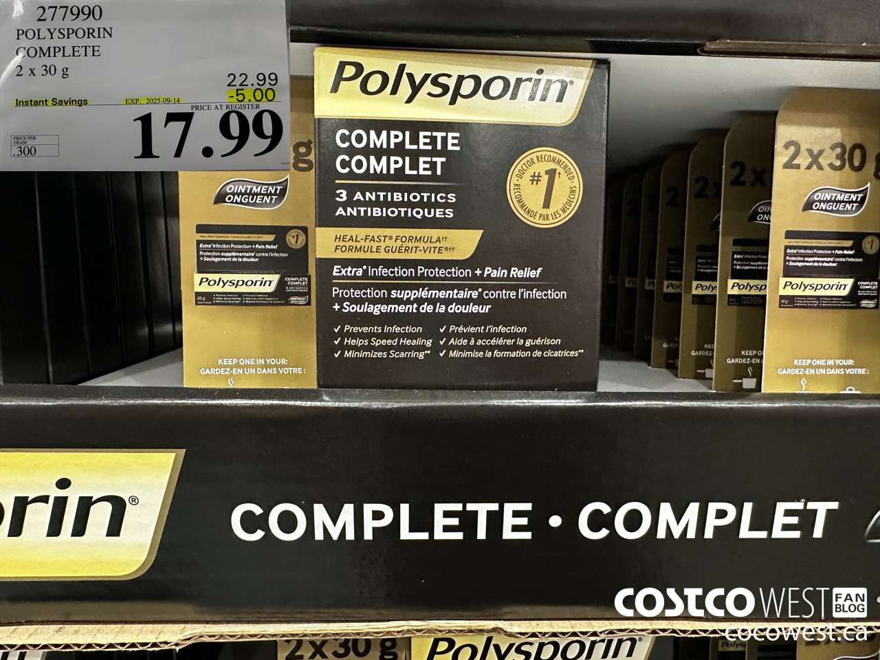 277990 POLYSPORIN COMPLETE 2 X 30 G ($5.00 INSTANT SAVINGS EXPIRES ON 2025-09-14) $17.99