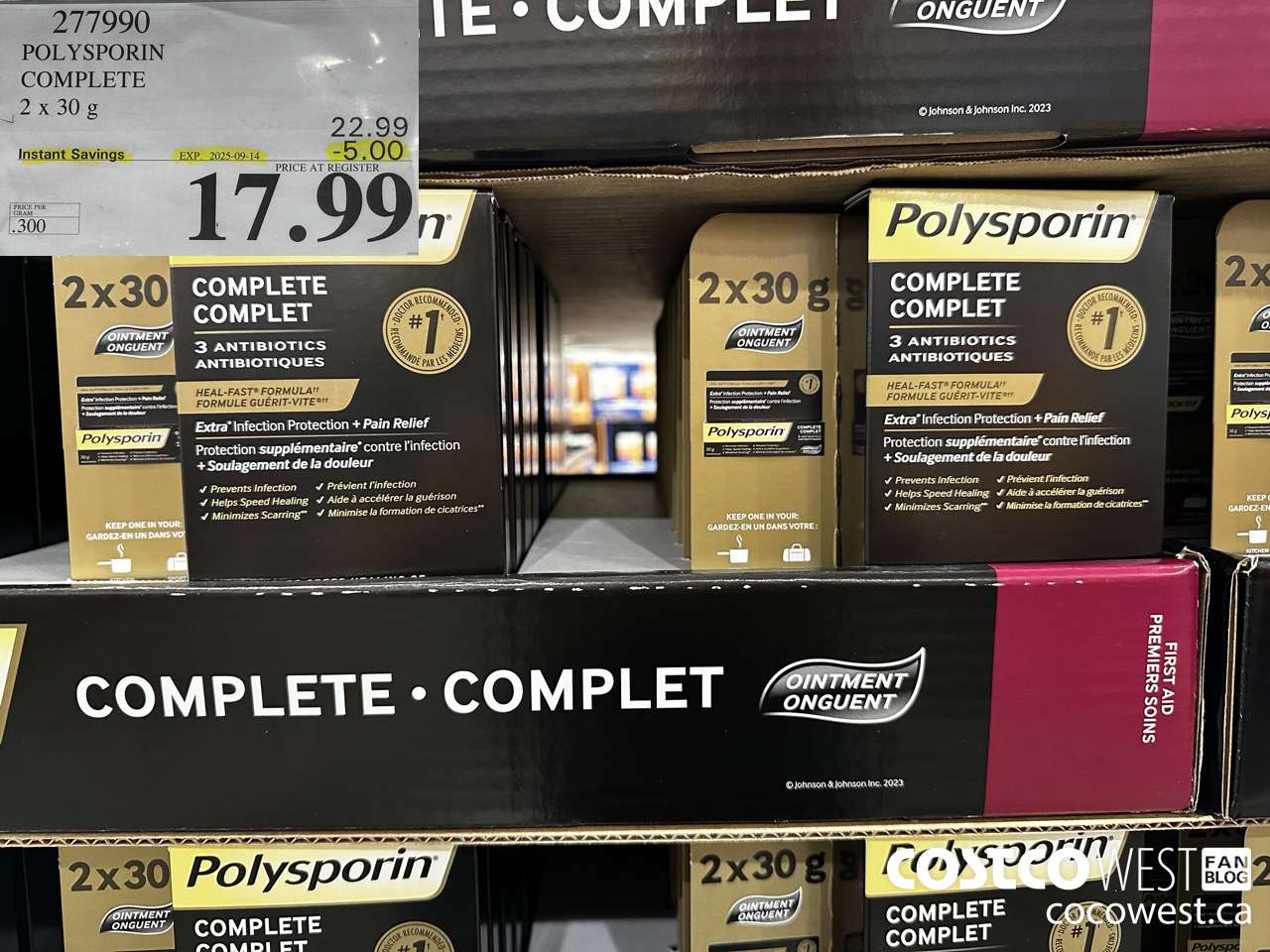 277990 POLYSPORIN COMPLETE 2 X 30 G ($5.00 INSTANT SAVINGS EXPIRES ON 2025-09-14) $17.99