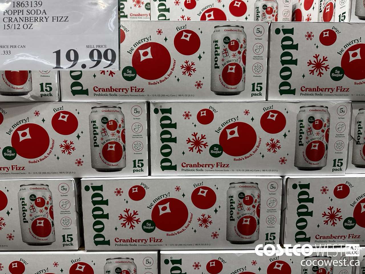 1863139 POPPI SODA CRANBERRY FIZZ 15/12 OZ $19.99