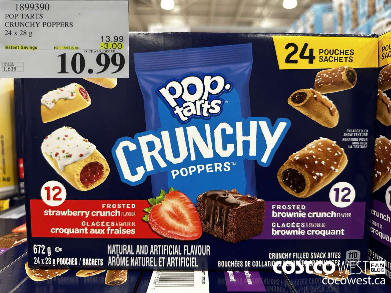 1899390 POP TARTS CRUNCHY POPPERS 24 X 28G ($3.00 INSTANT SAVINGS EXPIRES ON 2025-09-08) $10.99
