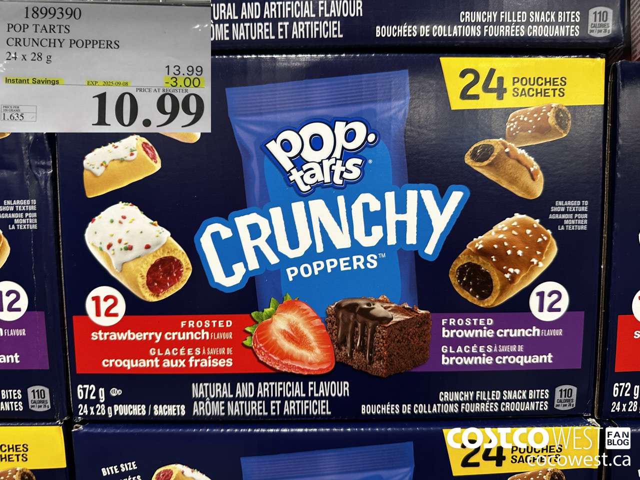 1899390 POP TARTS CRUNCHY POPPERS 24 X 28G ($3.00 INSTANT SAVINGS EXPIRES ON 2025-09-08) $10.99