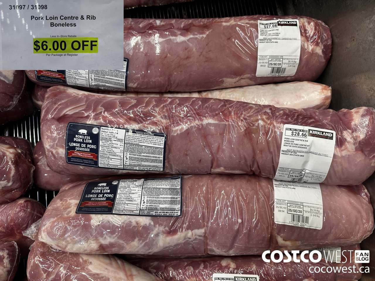 31097 PORK LOIN CENTRE & RIB BONELESS ($6.00 INSTANT SAVINGS)