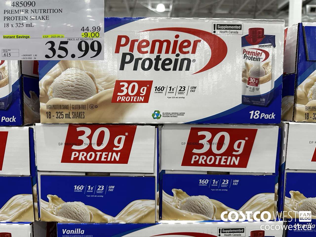 485090 PREMIER NUTRITION PROTEIN SHAKE 18 x 325 mL ($9.00 INSTANT SAVINGS EXPIRES ON 2025-09-14) $35.99