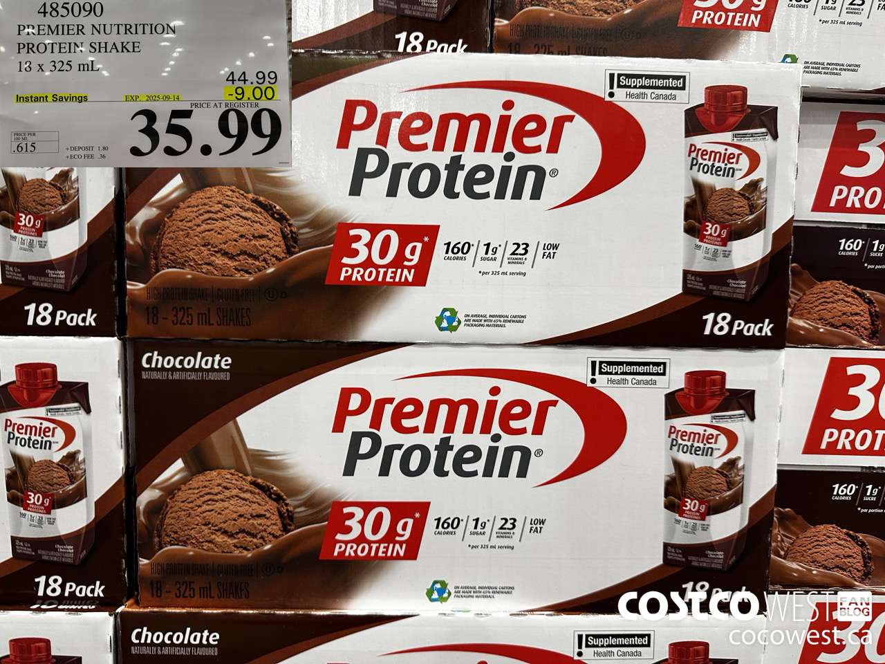 485090 PREMIER NUTRITION PROTEIN SHAKE 18 x 325 mL ($9.00 INSTANT SAVINGS EXPIRES ON 2025-09-14) $35.99