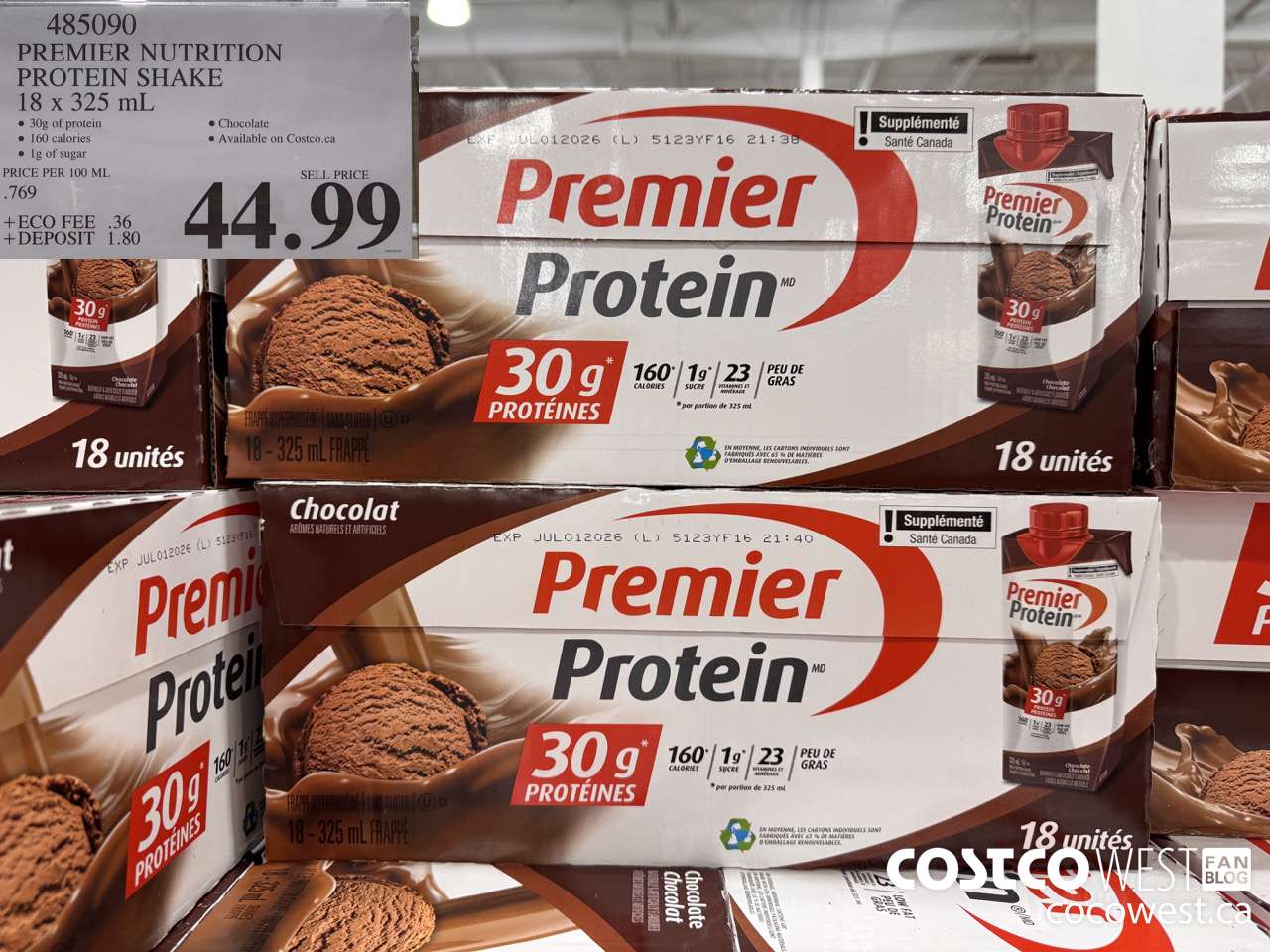 485090 PREMIER NUTRITION PROTEIN SHAKE 18 x 325 mL $44.99