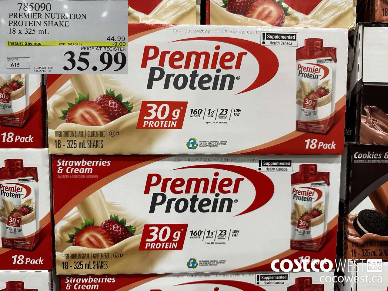 785090 PREMIER NUTRITION STRAWBERRY PROTEIN SHAKE 18 x 325 mL ($9.00 INSTANT SAVINGS EXPIRES ON 2025-09-14) $35.99