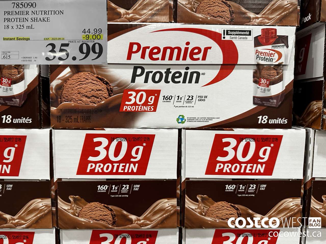 785090 PREMIER NUTRITION STRAWBERRY PROTEIN SHAKE 18 x 325 mL ($9.00 INSTANT SAVINGS EXPIRES ON 2025-09-14) $35.99