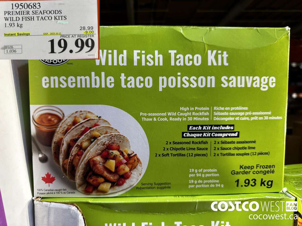 1950683 PREMIER SEAFOODS WILD FISH TACO KITS 1.93KG ($9.00 INSTANT SAVINGS EXPIRES ON 2025-10-12) $19.99