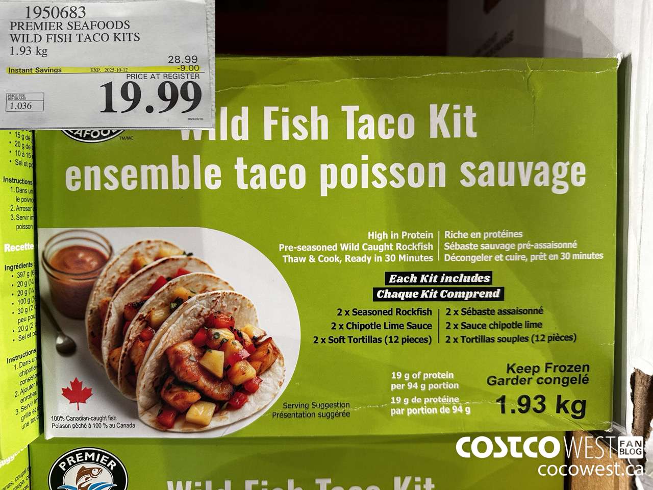 1950683 PREMIER SEAFOODS WILD FISH TACO KITS 1.93KG ($9.00 INSTANT SAVINGS EXPIRES ON 2025-10-12) $19.99