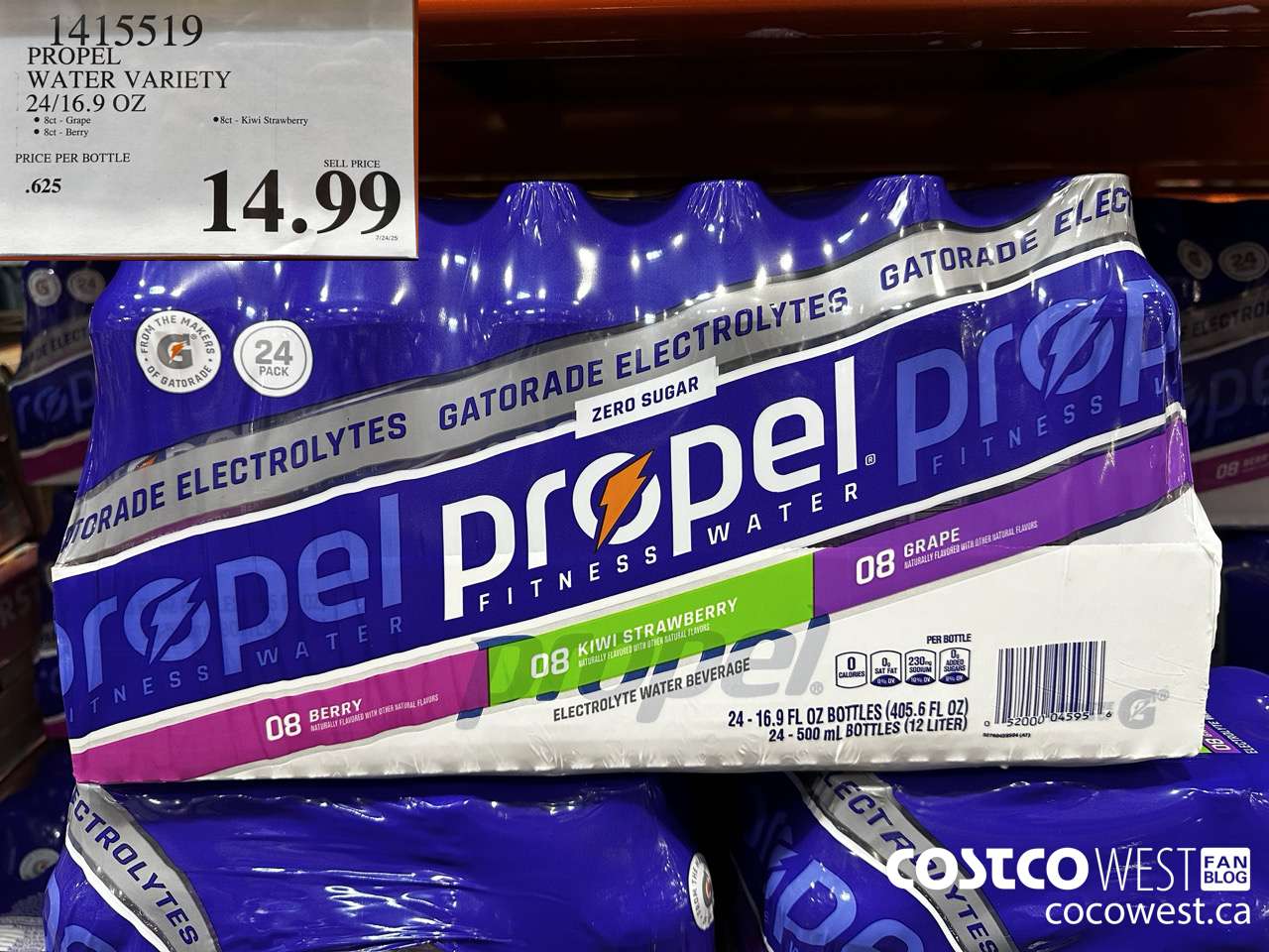 1415519 PROPEL WATER VARIETY 24/16.9 OZ $14.99
