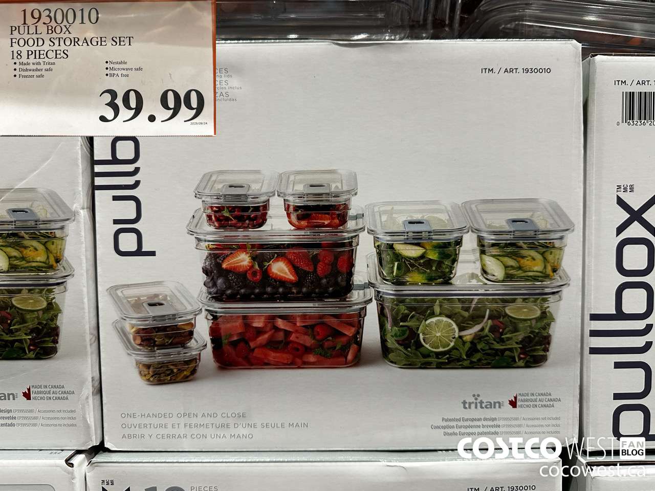 1930010 PULL BOX FOOD STORAGE SET 18 PIECES $39.99