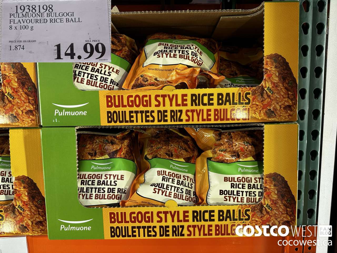 1938198 PULMUONE BULGOGI FLAVOURED RICE BALL 8 X 100G $14.99