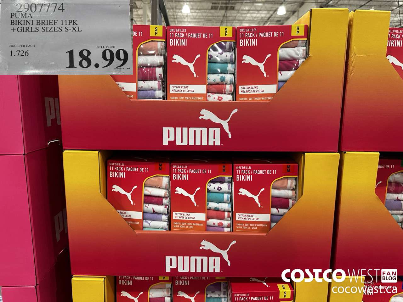 2907774 PUMA BIKINI BRIEF 11PK GIRLS SIZES S-XL $18.99