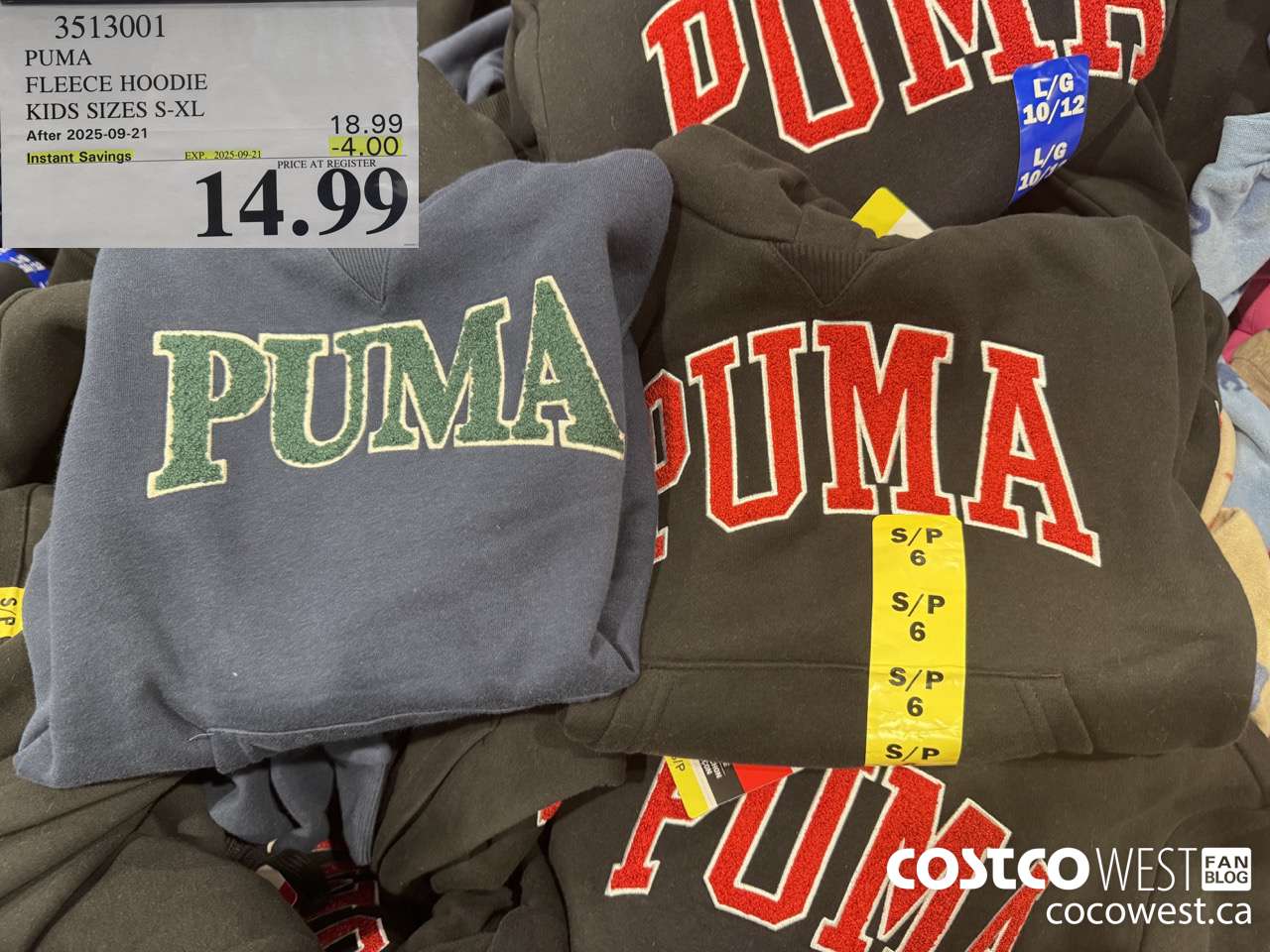 3513001 PUMA FLEECE HOODIE KIDS SIZES S-XL ($4.00 INSTANT SAVINGS EXPIRES ON 2025-09-21) $14.99