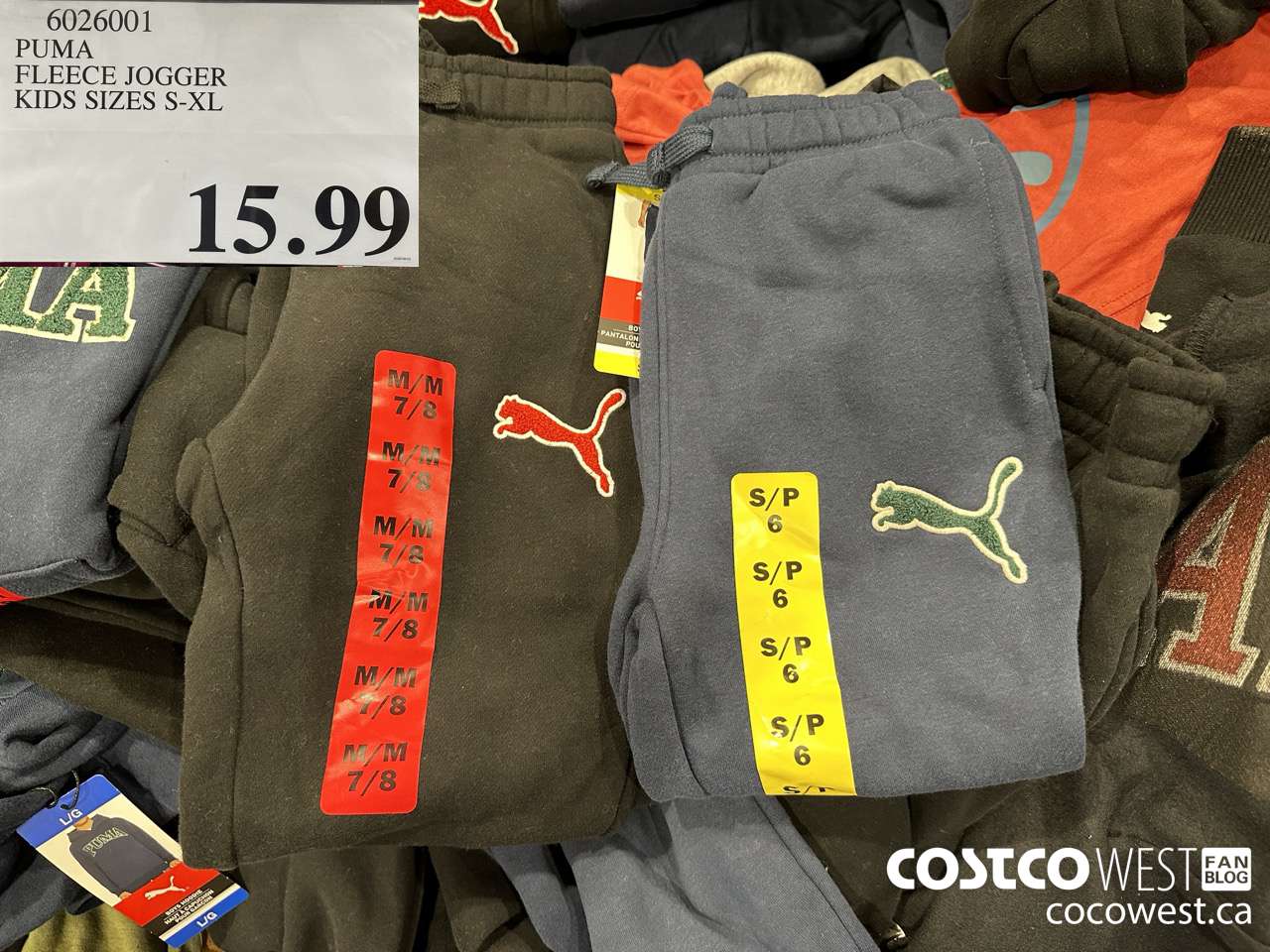 6026001 PUMA FLEECE JOGGER BOYS SIZES S-XL  $15.99