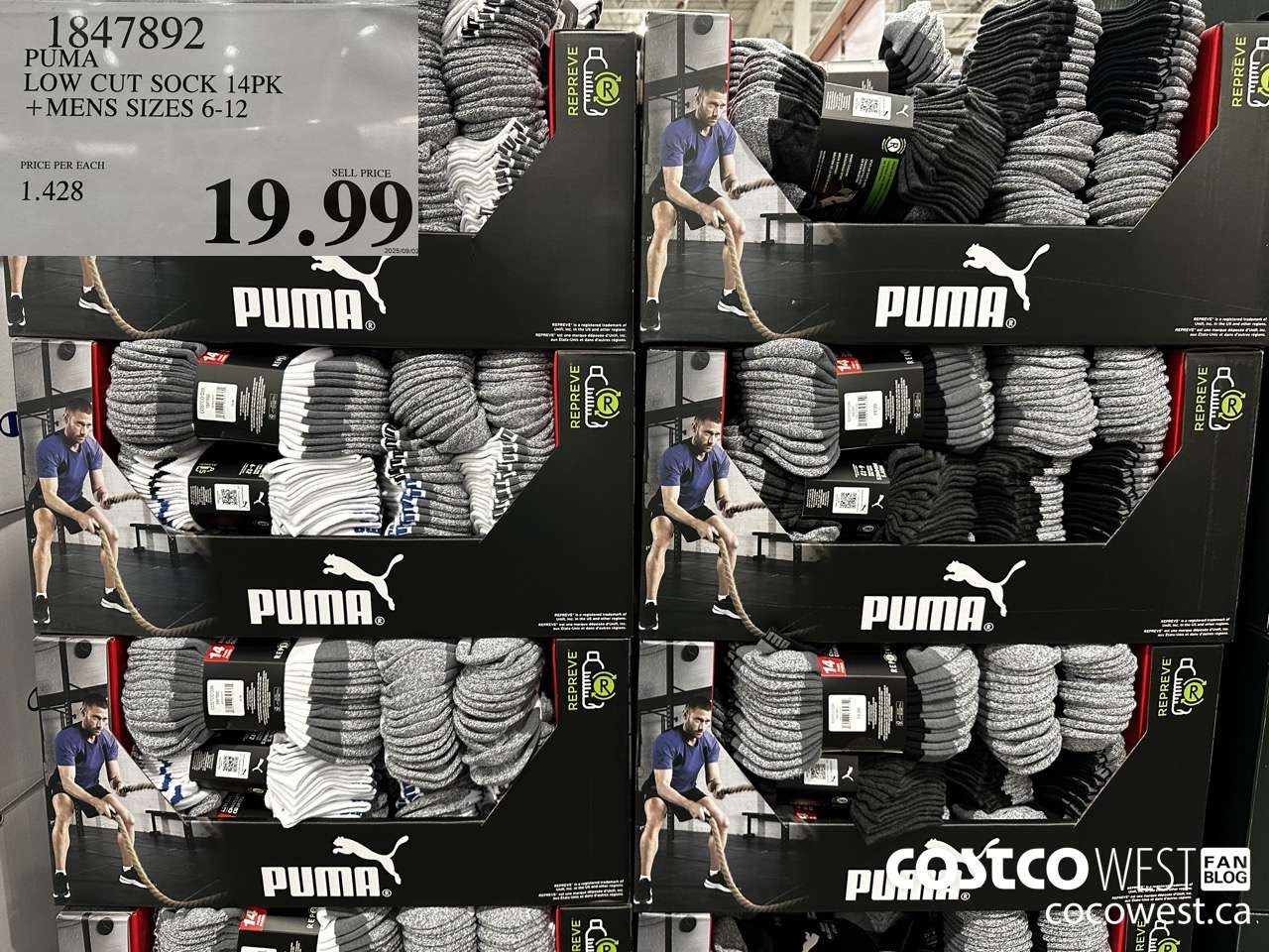 1847892 PUMA LOW CUT SOCK 14PK MENS SIZES 6-12 $19.99