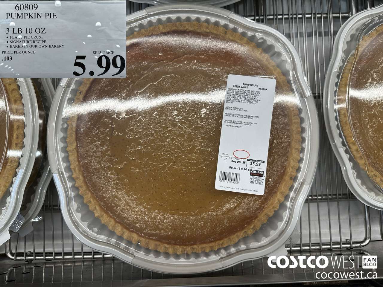 60809 PUMPKIN PIE 3LB 10OZ $5.99