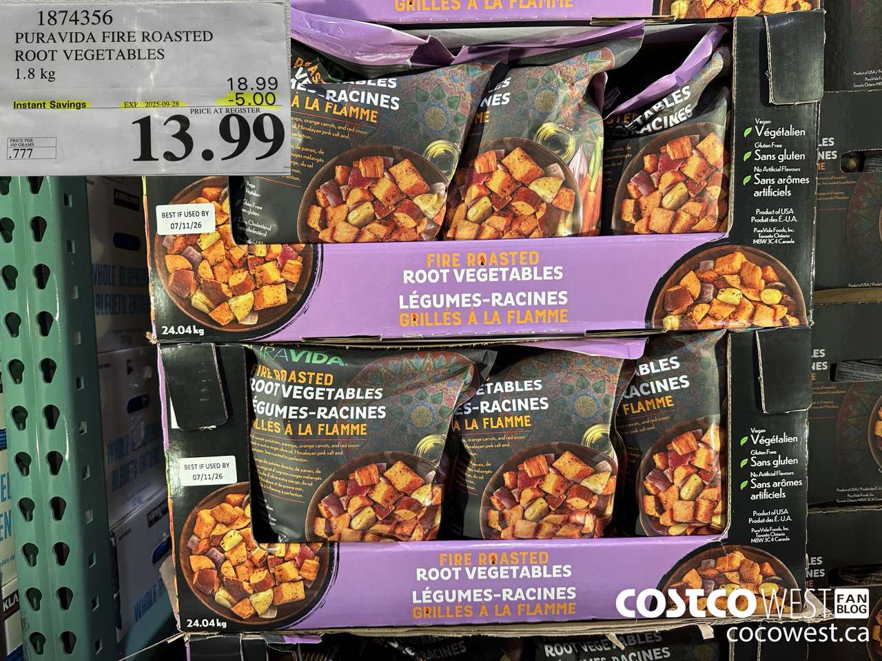 1874356 PURAVIDA FIRE ROASTED ROOT VEGETALES 1.8KG ($5.00 INSTANT SAVINGS EXPIRES ON 2025-09-28) $13.99