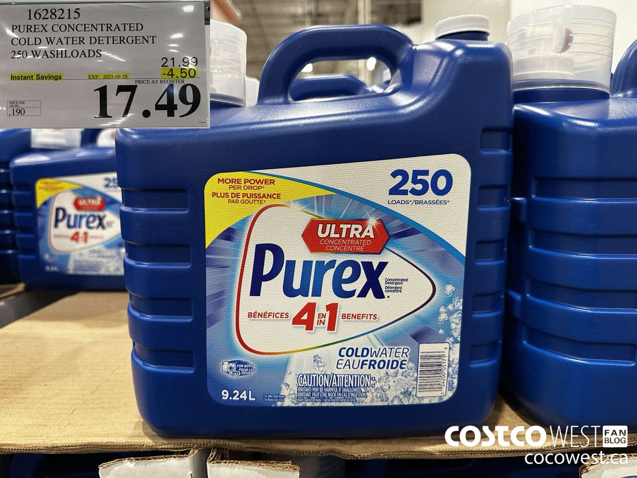 1628215 PUREX CONCENTRATED COLD WATER DETERGENT 250 WASHLOADS ($4.50 INSTANT SAVINGS EXPIRES ON 2025-09-28) $17.49