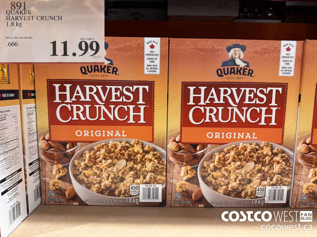 891 QUAKER HARVEST CRUNCH 1.8 KG $11.99