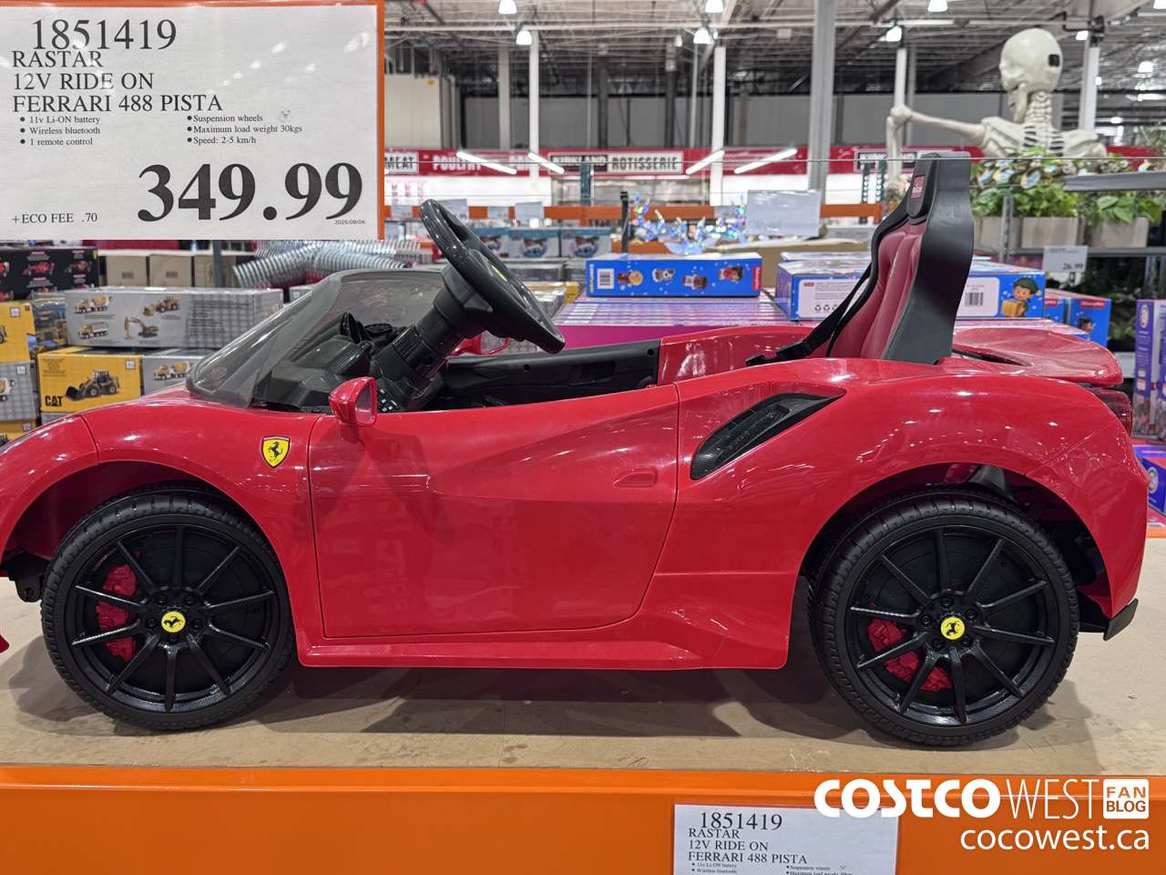 1851419 RASTAR 11V RIDE ON FERRARI 488 PISTA $349.99