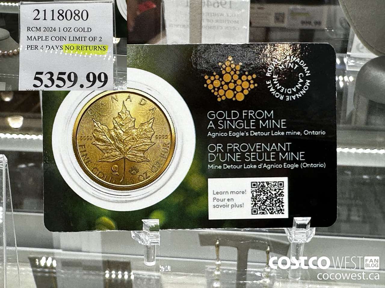2118080 RCM 2024 1 OZ GOLD. MAPLE COIN LIMIT OF 2 PER 4 DAYS NO RETURNS $5359.99