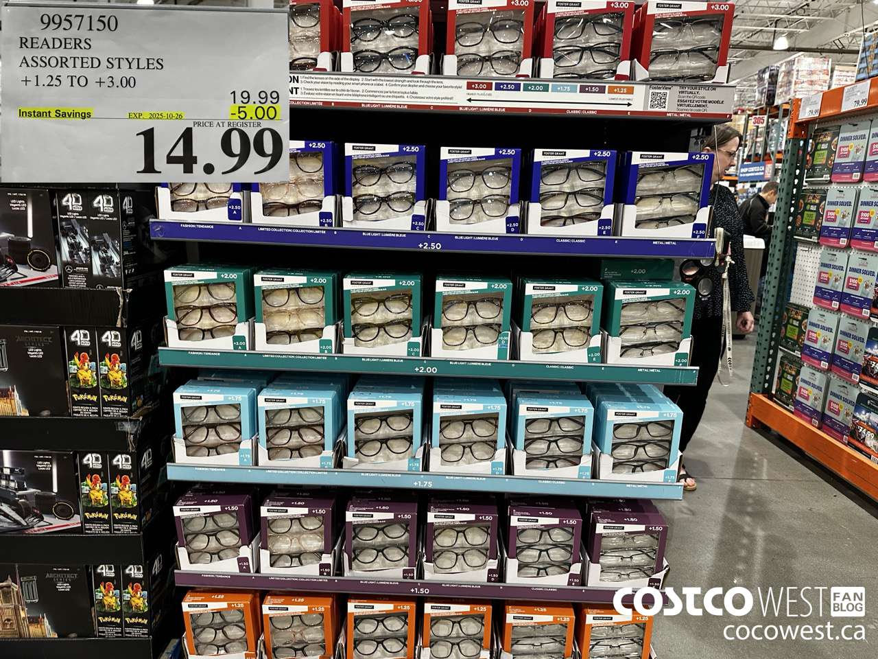 9957150 READERS ASSORTED STYLES +1.25 TO +3.00 ($5.00 INSTANT SAVINGS EXPIRES ON 2025-10-26) $14.99