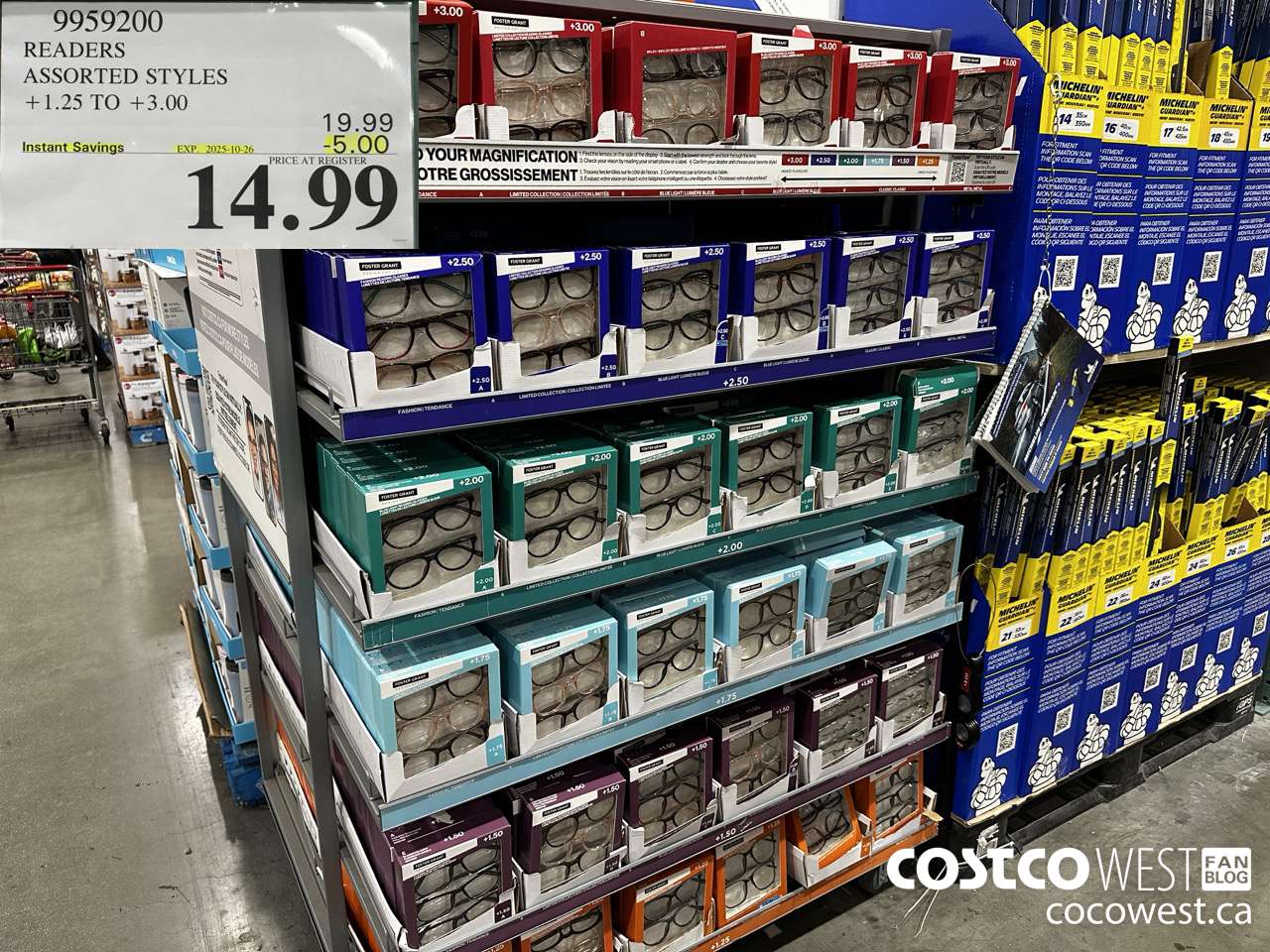 9959200 READERS ASSORTED STYLES +1.25 TO +3.00 ($5.00 INSTANT SAVINGS EXPIRES ON 2025-10-26) $14.99