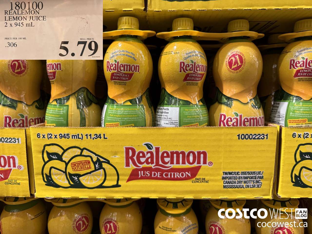 180100 REALEMON LEMON JUICE 2 x 945 ml $5.79