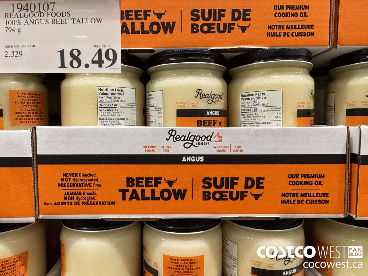1940107 REALGOOD FOODS 100% ANGUS BEEF TALLOW 794G $18.49
