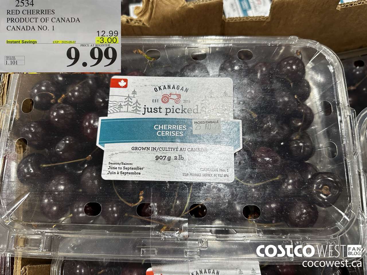 2534 RED CHERRIES PRODUCT OF CANADA CANADA NO. 1 ($3.00 INSTANT SAVINGS EXPIRES ON 2025-09-02) $9.99