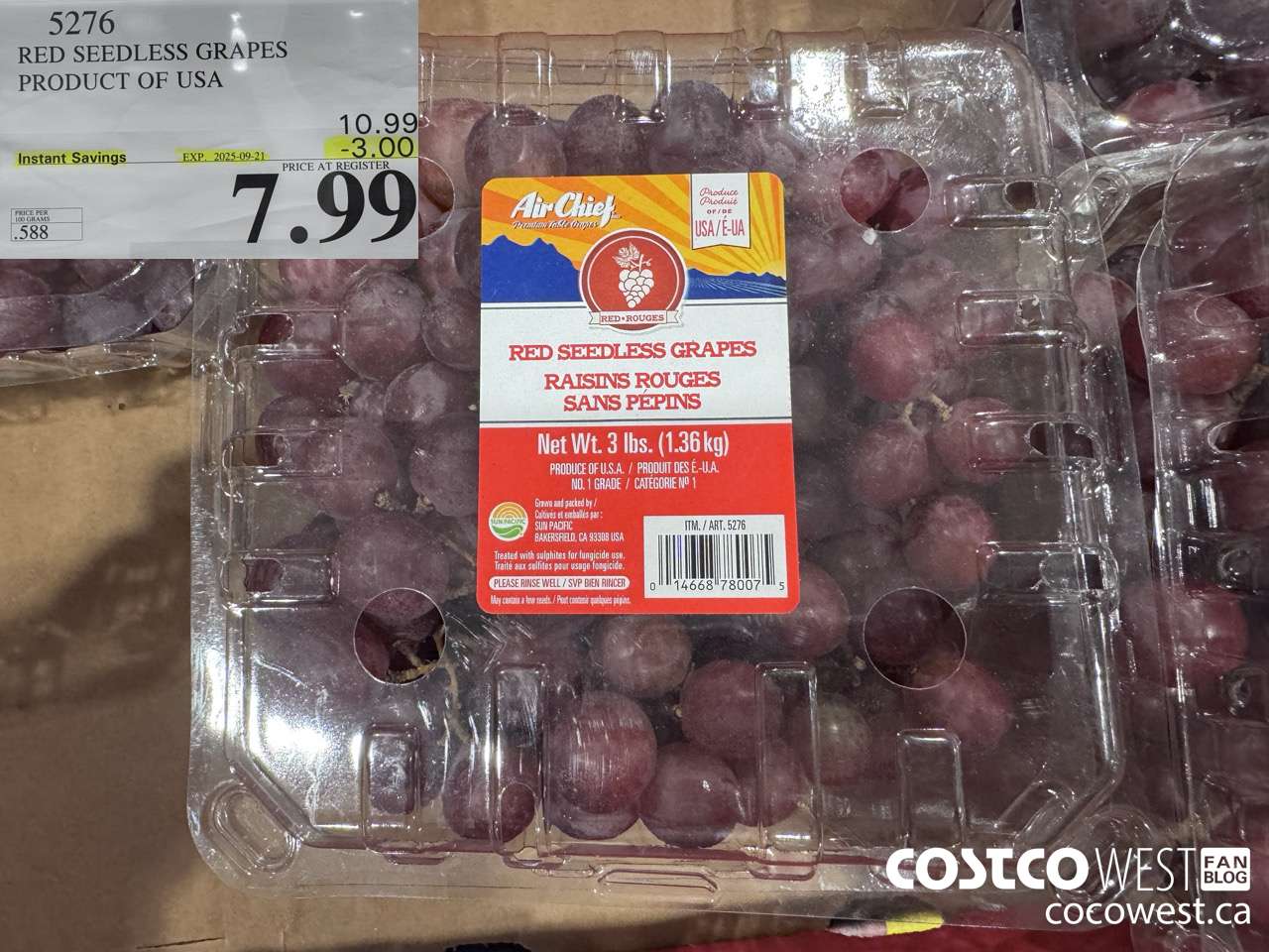 5276 RED SEEDLESS GRAPES PRODUCT OF USA ($3.00 INSTANT SAVINGS EXPIRES ON 2025-09-21) $7.99