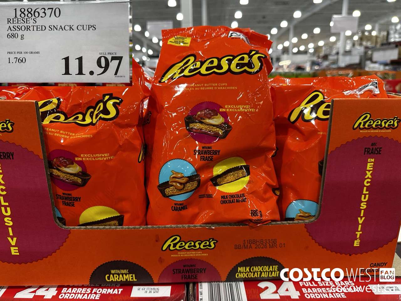 1886370 REESE'S ASSORTED SNACK CUPS 680G $11.97
