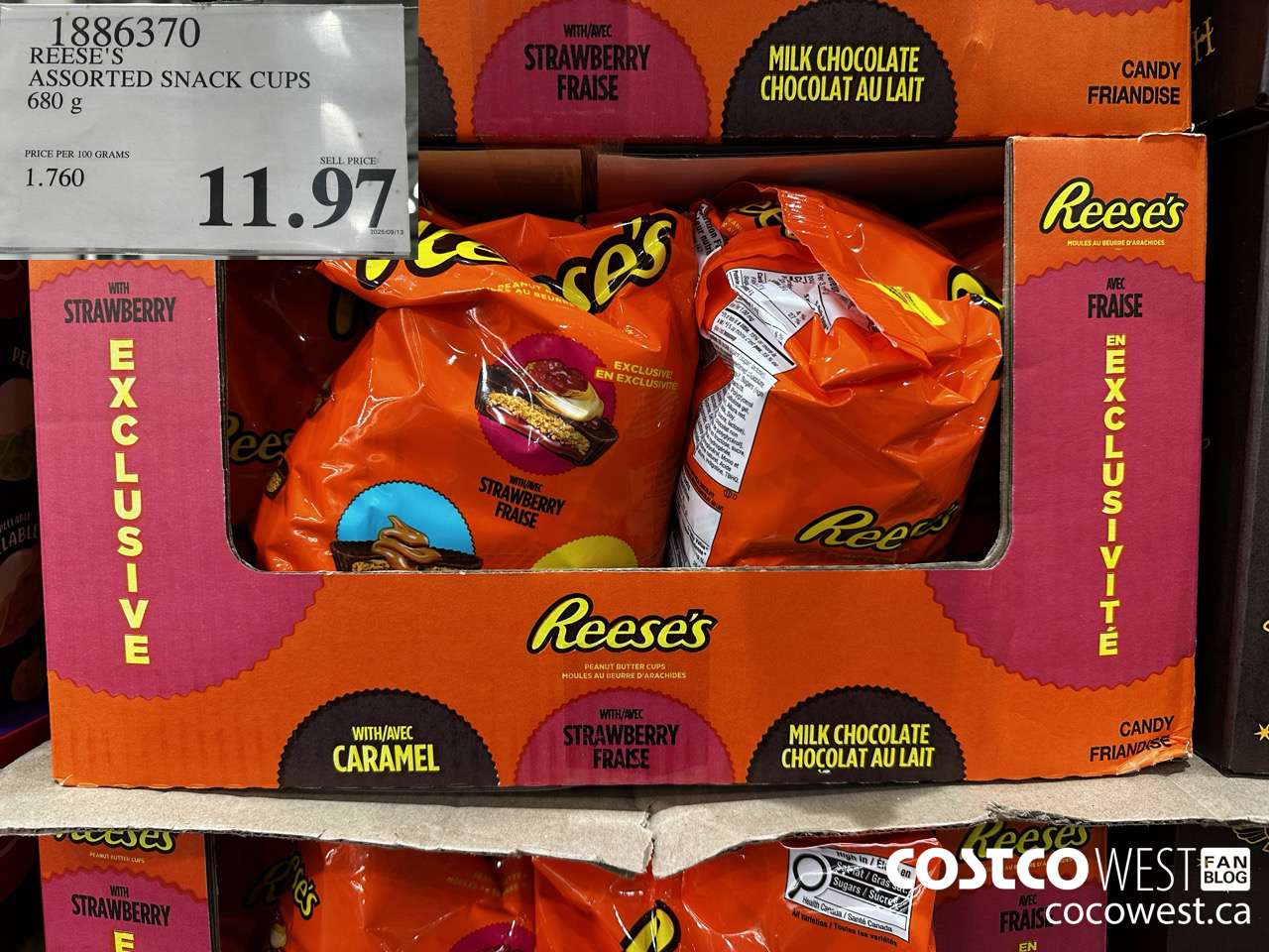 1886370 REESE'S ASSORTED SNACK CUPS 680G $11.97