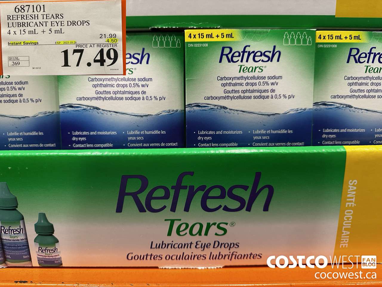 687101 REFRESH TEARS LUBRICANT EYE DROPS 4X15ml PLUS 5ml ($4.50 INSTANT SAVINGS EXPIRES ON 2025-10-26) $17.49