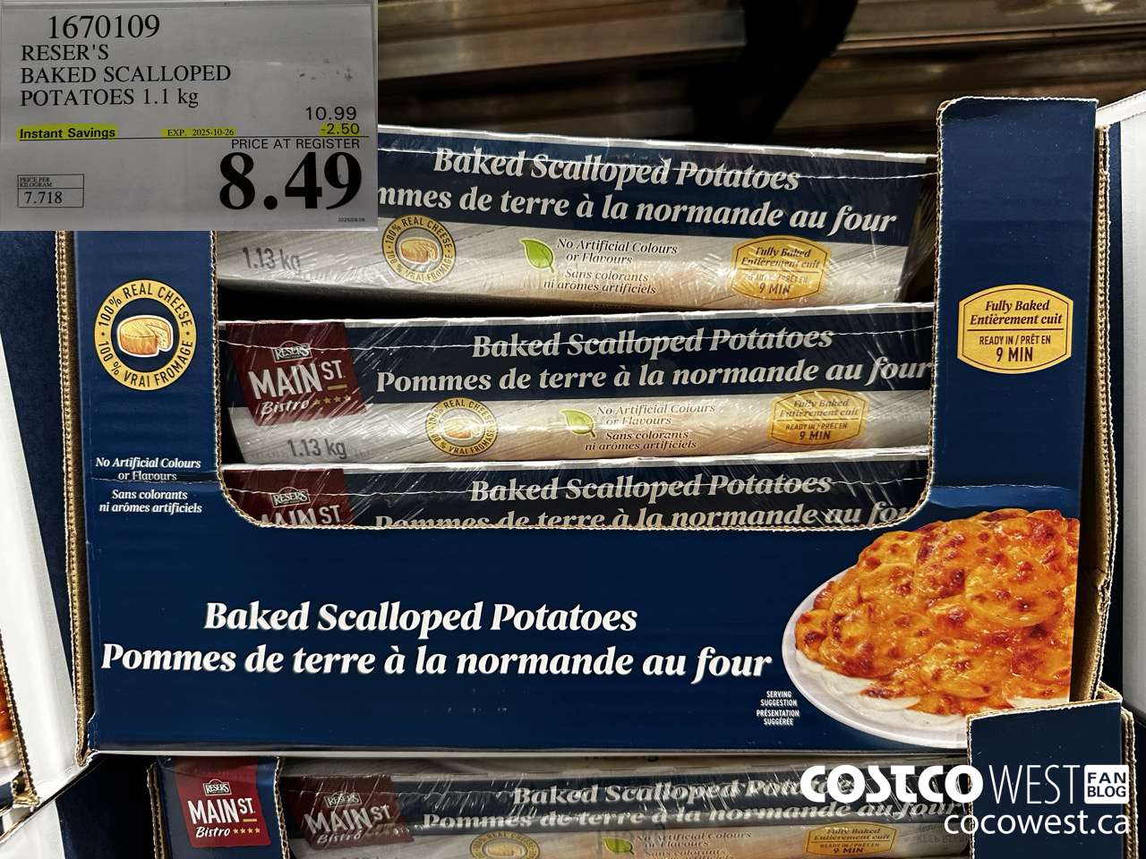 1670109 RESER'S BAKED SCALLOPED POTATOES 1.1 kg ($2.50 INSTANT SAVINGS EXPIRES ON 2025-10-26) $8.49