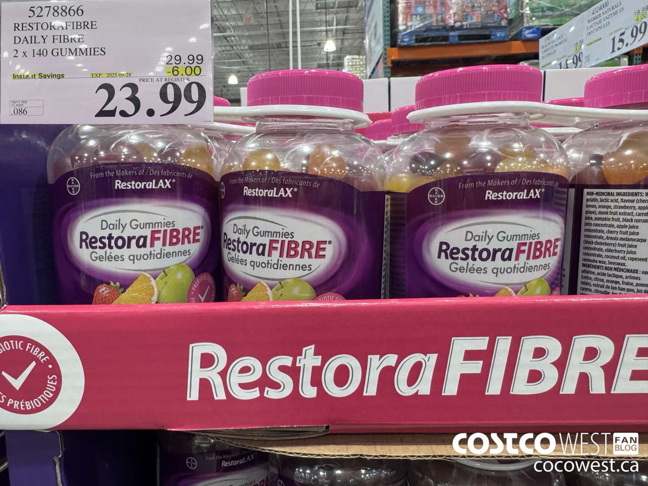 5278866 RESTORAFIBRE DAILY FIBRE 2 X 140 GUMMIES ($6.00 INSTANT SAVINGS EXPIRES ON 2025-09-28) $23.99