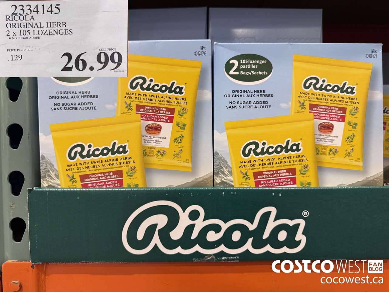 2334145 RICOLA ORIGINAL HERB 2 X 105 LOZENGES $26.99