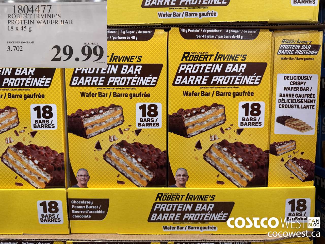 1804477 ROBERT IRVINE'S PROTEIN WAFER BAR 18 X 45G $29.99