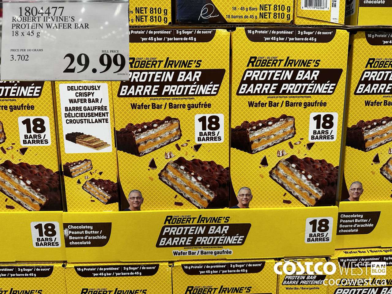 1804477 ROBERT IRVINE'S PROTEIN WAFER BAR 18 X 45G $29.99