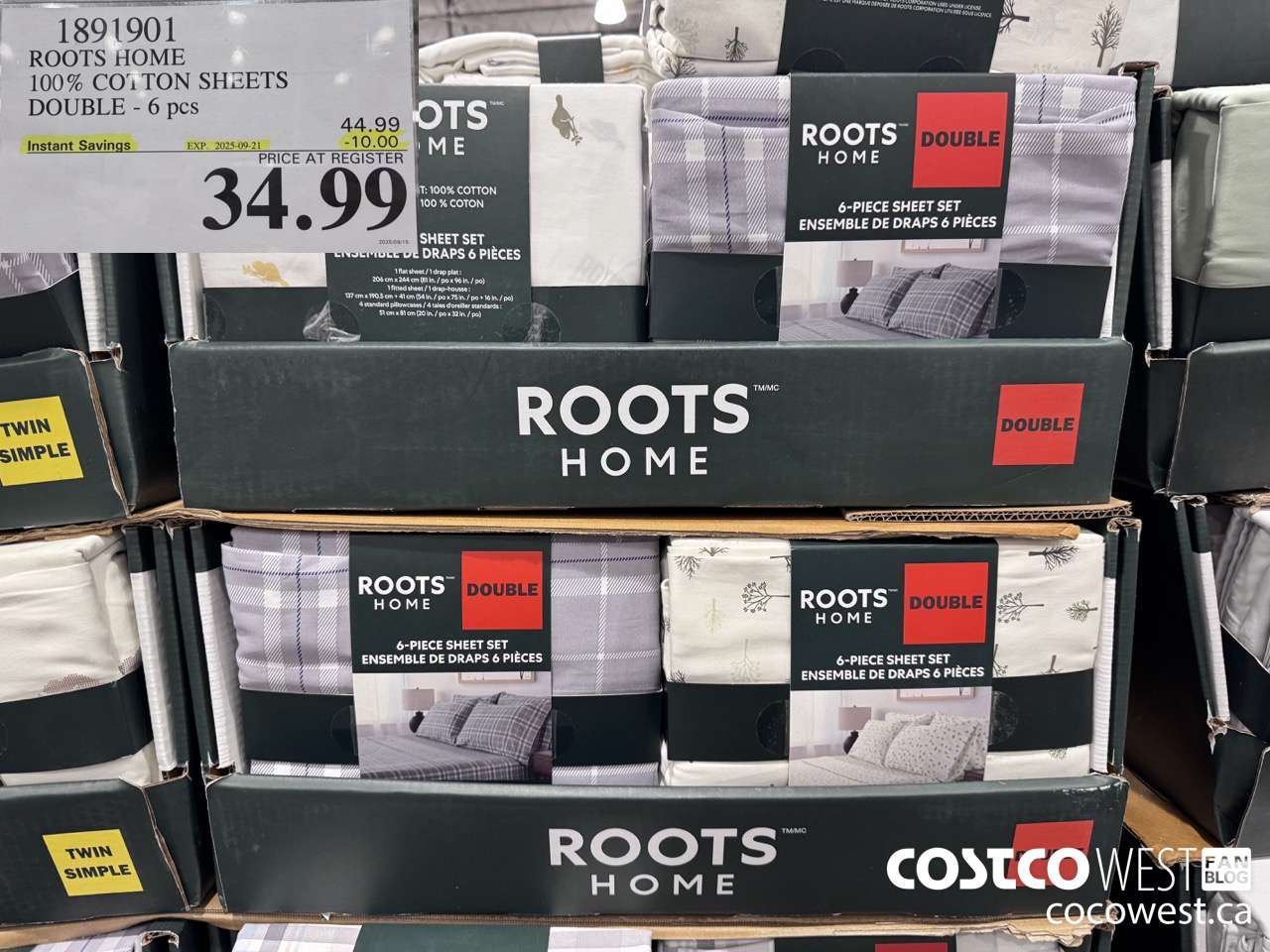 1891901 ROOTS COTTON SHEETS DOUBLE 6PC ($10.00 INSTANT SAVINGS EXPIRES ON 2025-09-21) $34.99