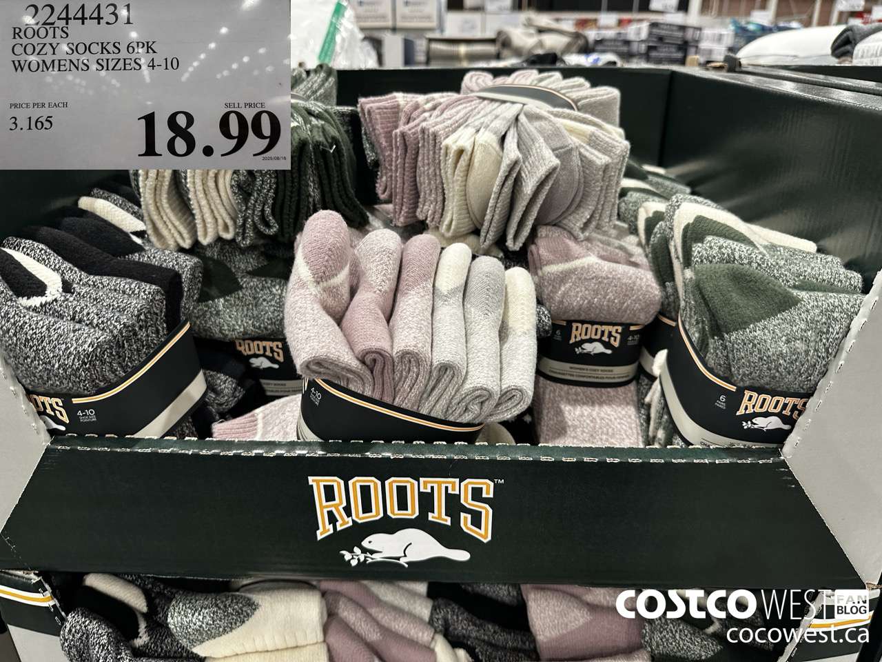 2244431 ROOTS COZY SOCKS 6PK LADIES SIZES 4-10 $18.99