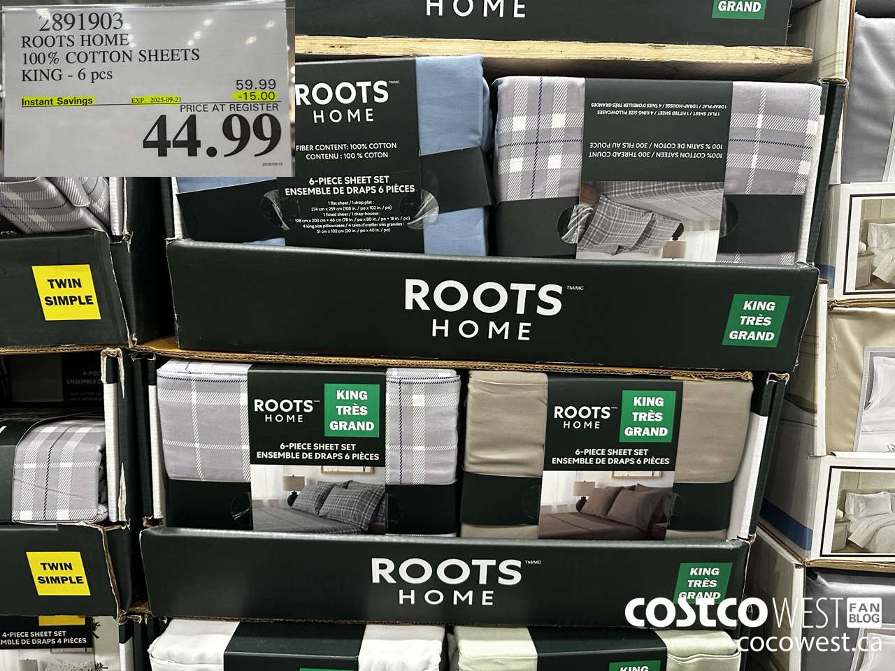 2891903 ROOTS HOME COTTON SHEETS KING 6PC ($15.00 INSTANT SAVINGS EXPIRES ON 2025-09-21) $44.99